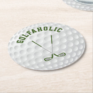Gekreuzter Text von Green Golf Clubs Runder Pappuntersetzer