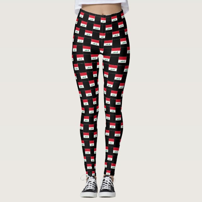 Gekreuztes irakisches Flaggenmuster Leggings (Vorderseite)