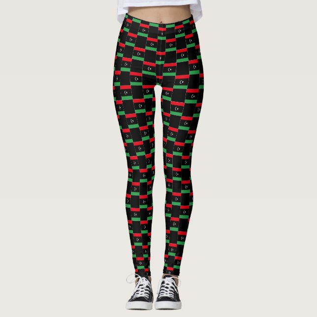 Gekreuztes libysches Flaggenmuster Leggings (Vorderseite)