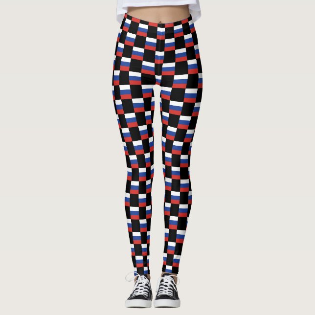 Gekreuztes russisches Flaggenmuster Leggings (Vorderseite)