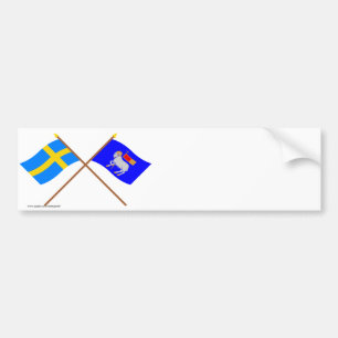 Gekreuztes Schweden und Gotlands län Flaggen Autoaufkleber