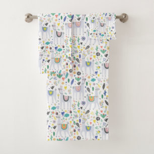 Gekritzel-Alpaka-Muster Badhandtuch Set