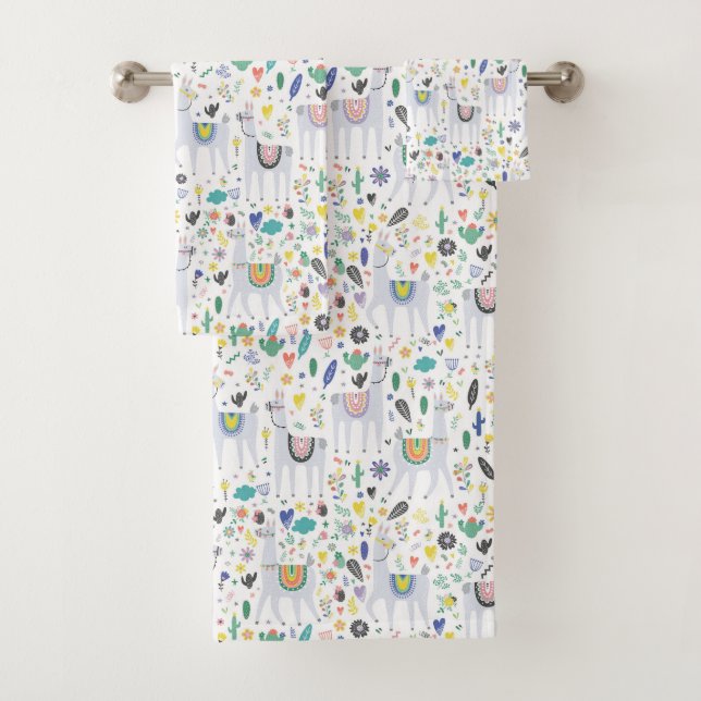 Gekritzel-Alpaka-Muster Badhandtuch Set (Insitu)