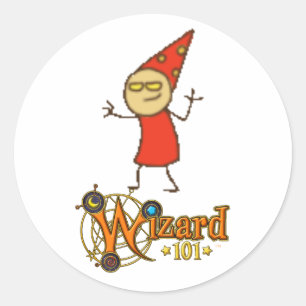 Gekritzel-Aufkleber des Feuer-Wizard101 Runder Aufkleber