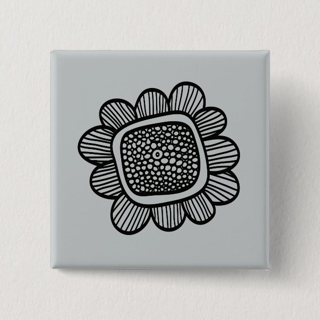 Gekritzel-Blume Button (Vorderseite)
