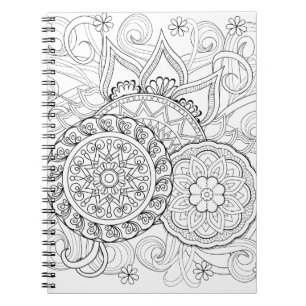Gekritzel-Blumen und Mandalas Notizblock