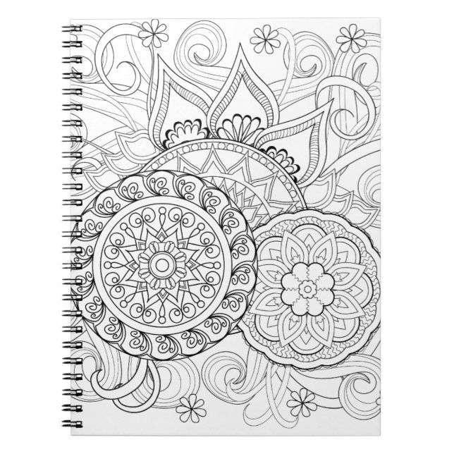 Gekritzel-Blumen und Mandalas Notizblock (Vorderseite)