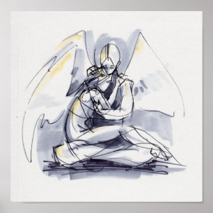 Gekritzel-Engel Poster