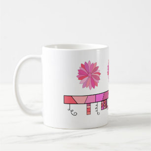 Gekritzel-Entwurf in den Schatten des Rosas mit Kaffeetasse