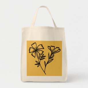 Gekritzel mit Blumen Tragetasche