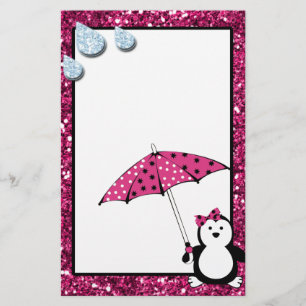 Gekritzel-Pinguin-Mädchen-Babyparty Briefpapier