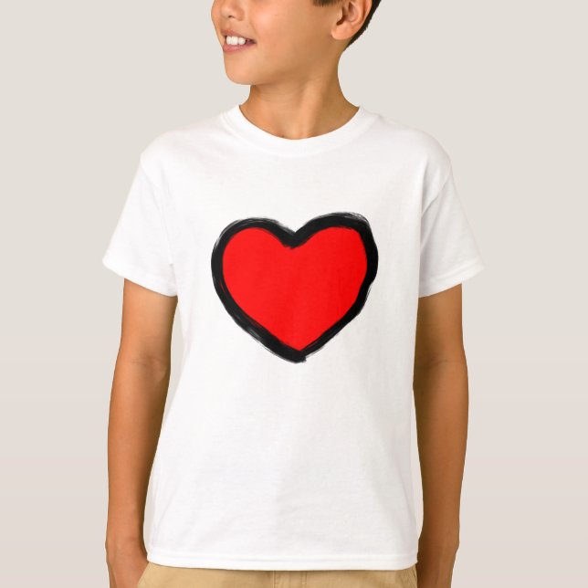 Gekritzel-Rot-Herz T-Shirt (Vorderseite)