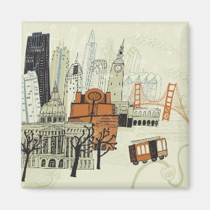 Gekritzel-San Francisco Szene Magnet