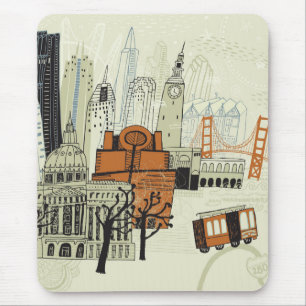Gekritzel-San Francisco Szene Mousepad