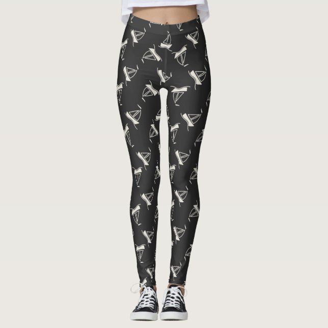 Gekritzel-Segelboot-Muster Leggings (Vorderseite)