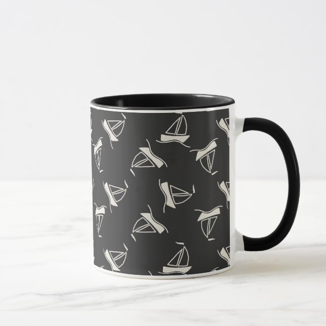 Gekritzel-Segelboot-Muster Tasse (Rechts)