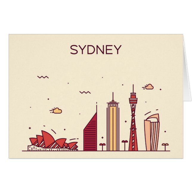 Gekritzel-Skyline Sydneys, Australien | (Vorderseite (Horizontal))