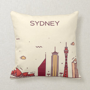Gekritzel-Skyline Sydneys, Australien   Kissen