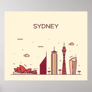 Gekritzel-Skyline Sydneys, Australien   Poster