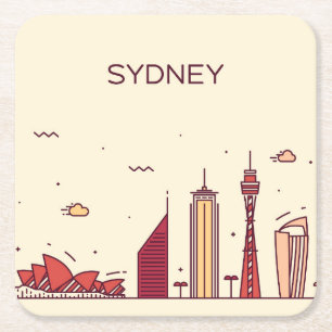 Gekritzel-Skyline Sydneys, Australien   Rechteckiger Pappuntersetzer