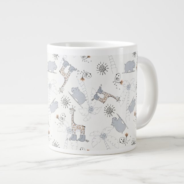 Gekritzelmuster 2 Jumbo-Tasse (Vorderseite Rechts)