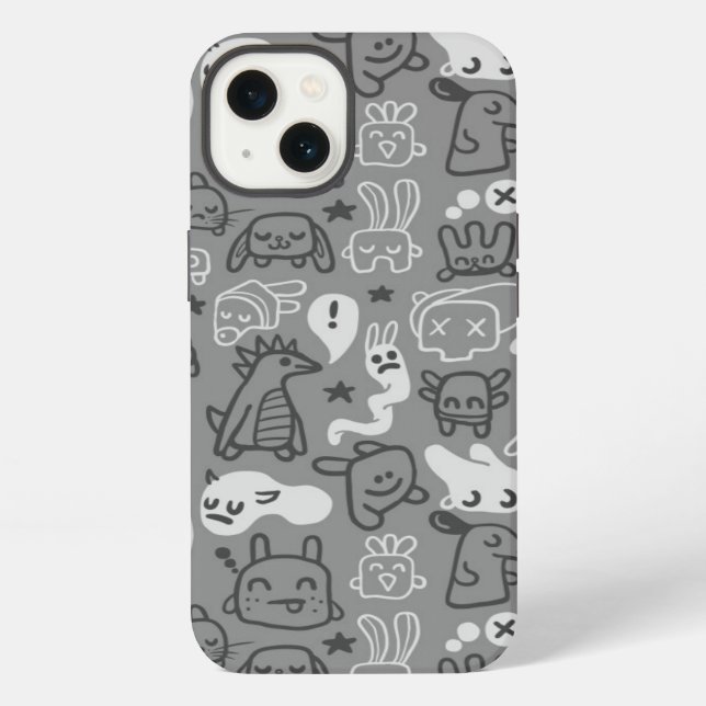 Gekritzelmusterillustration iPhone Hülle (Rückseite)