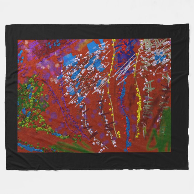Gekritzelte Blumen Graffiti Fleecedecke (Vorderseite (Horizontal))