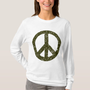 Gekritzeltes Friedenssymbol - düsteres Grün T-Shirt