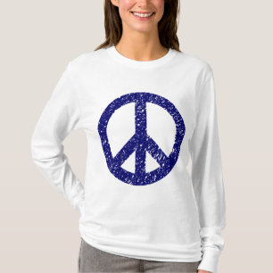 Gekritzeltes Friedenssymbol - tiefe Marine T-Shirt