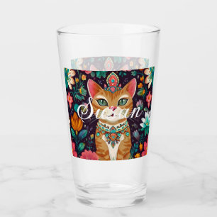 Gekrönte juwelenbesetzte Katze Glas