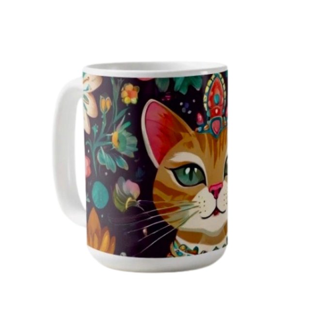 Gekrönte juwelenbesetzte Katze Kaffeetasse (Von Creator hochgeladen)