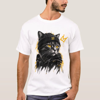 Gekrönte Katze – Grafikdesign Schwarze Katze T-Shirt