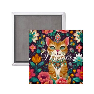 Gekrönte Katze mit Juwelen Magnet