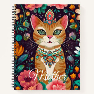 Gekrönte verzierte Katze  Notizbuch