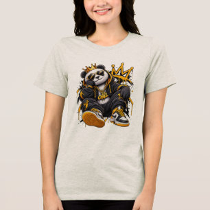 Gekrönter Chill-Panda – Streetwear Hip-Hop-Panda Tri-Blend Shirt