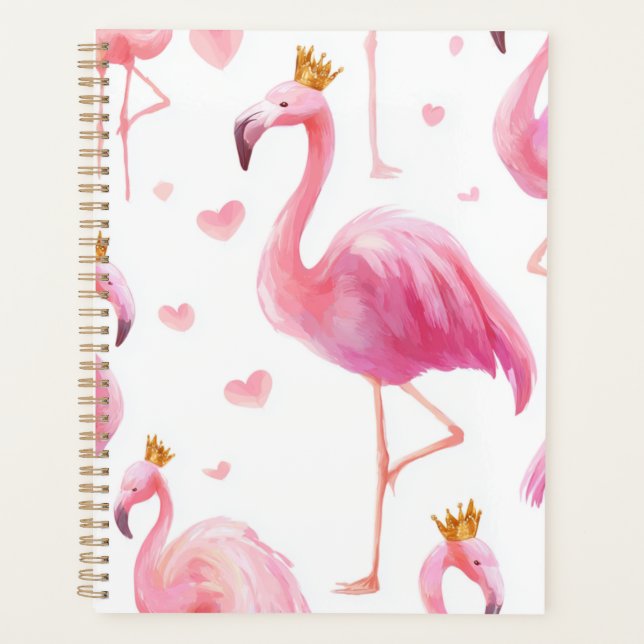 Gekrönter Flamingo – Luxe Insel-Vibes Planer (Vorderseite)