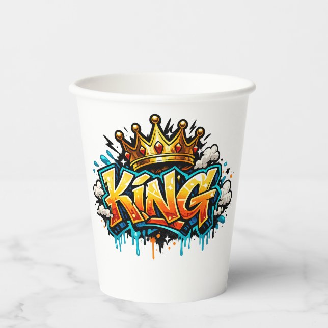 Gekrönter Street King Graffiti Pappbecher (Vorderseite)