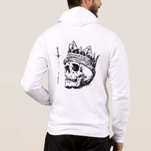 Gekrönter Totenkopf & Dolch Weißer Kapuzenpullover Hoodie