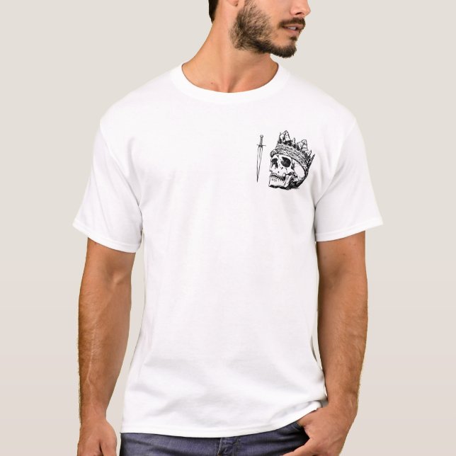 Gekrönter Totenkopf und Dolch Weißes T-Shirt (Vorderseite)