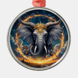 Gekrönter Wächter des Himmelstores der Elefant Ornament Aus Metall