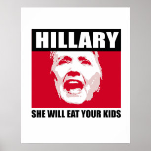 GEKRÜMMTE HILLIARY - Sie isst Ihre Kinder - - Anti Poster