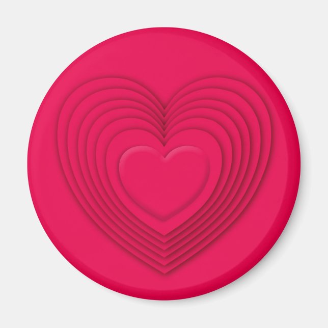 Gelagerte 3-D-Herzen - Rose rot Magnet (Vorne)