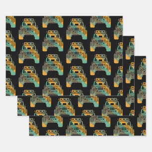 Geländegänger im Retro-Stil 4x4 Geländewagen Geschenkpapier Set