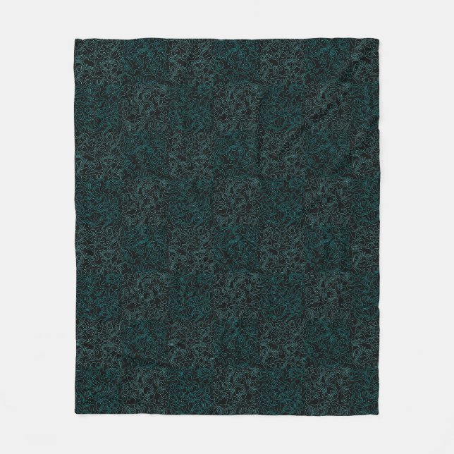 Geländemuster Grün 01bx4.Schwarz Fleecedecke (Vorderseite)