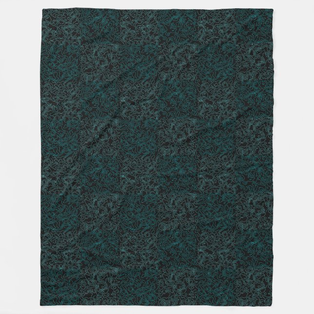 Geländemuster Grün 01bx4.Schwarz Fleecedecke (Vorderseite)