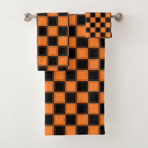 Geländer Orange und Schwarz Badhandtuch Set