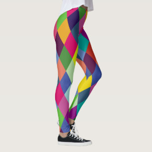 Geländerter Harlequin-Regenbogen-farbig Leggings