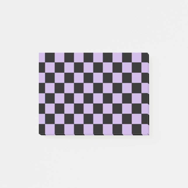 Geländerter Lavendel und Schwarz Post-it Klebezettel (Vorderseite)