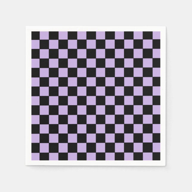 Geländerter Lavendel und Schwarz Serviette (Vorderseite)