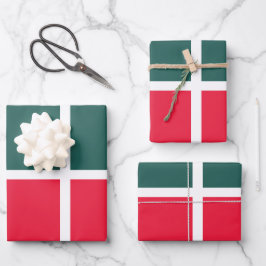 Geländertes Rotes Gelb Geschenkpapier Set